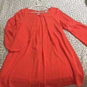 Long sleeve coral swing dress, size XL!